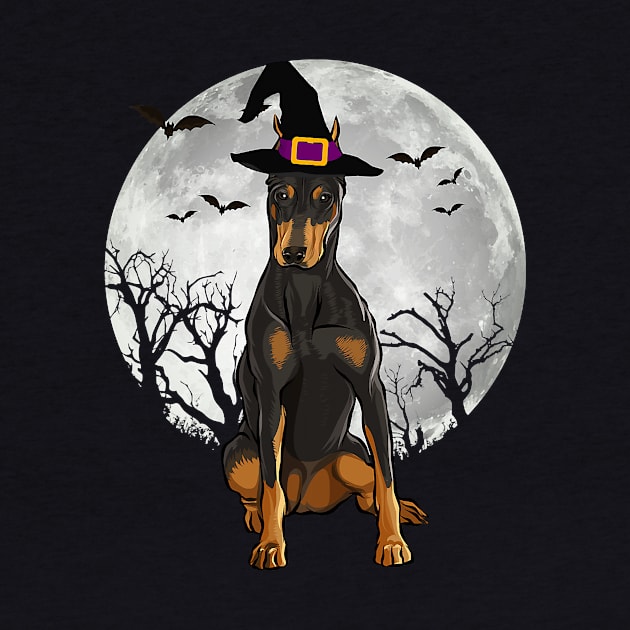 Scary Doberman Pinscher Dog Witch Hat Halloween by IainDodes